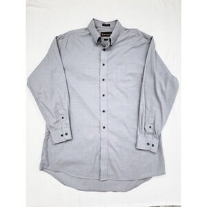 Barrington Gray Micro Print Button Down Shirt Men 17.5 34/35 Hong Kong Vintage